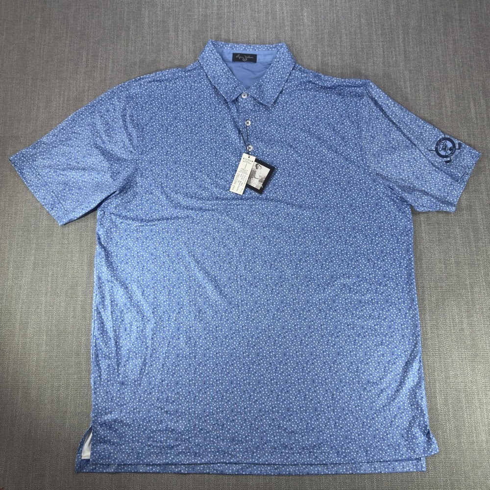 Byron Nelson Polo Shirt Mens XL Blue Geometric Print DriWay Golf Performance